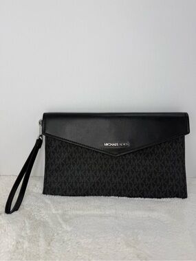 Michael Kors Black MK Logo Envelope Wristlet with Strap